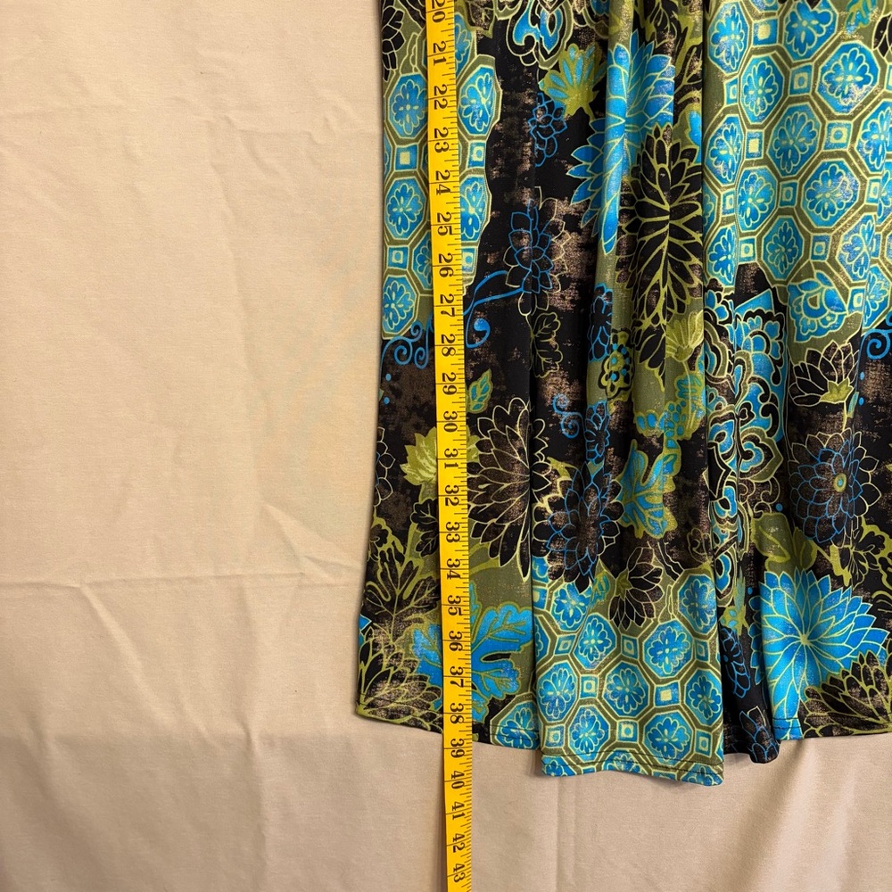 R & M Richards 14 Vintage Blue/Green Floral Baby Doll Fit/Flare Y2K Party Dress - Picture 6 of 8